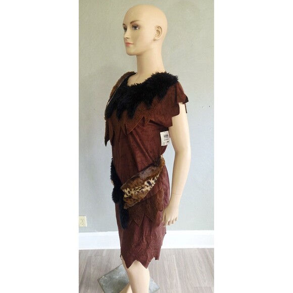 Caveman Costume Unisex Adult OS Halloween Outfit Faux Fur Rubies Club Tags Kmart - Picture 10 of 16